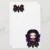 Papeterie "de fée noire d'orchidée" (Devant / Derrière)