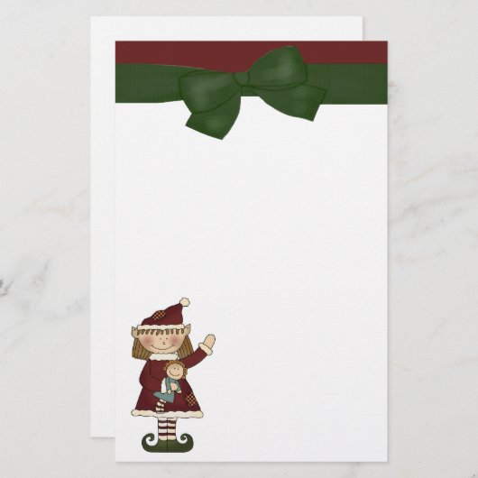 Papeterie de fête de vacances d'Elf (Devant / Derrière)