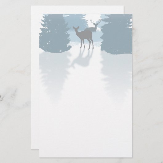 Papeterie de forêt de cerfs communs de silhouette (Devant / Derrière)