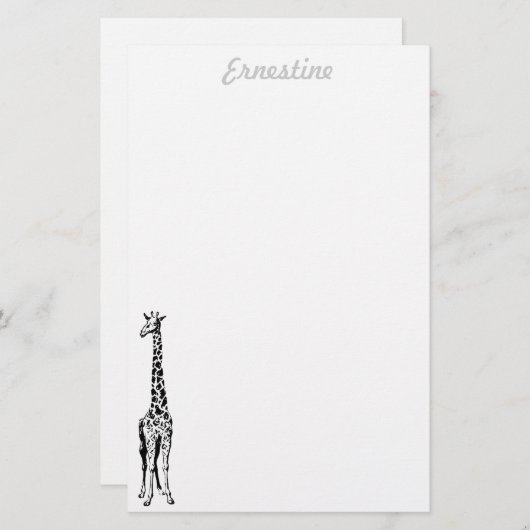 Papeterie de girafe - personnalisée (Devant / Derrière)