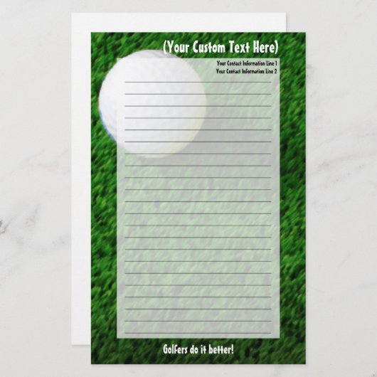 Papeterie de golf customisée (Devant / Derrière)