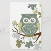 Papeterie de hibou d'arbre de polka (Devant / Derrière)
