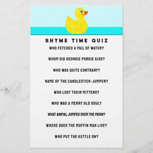 Papeterie de jeu baby shower (Devant)