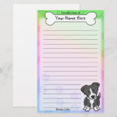 Papeterie de Kawaii border collie (arc-en-ciel) (Devant / Derrière)