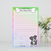 Papeterie de Kawaii border collie (arc-en-ciel) (Debout devant)
