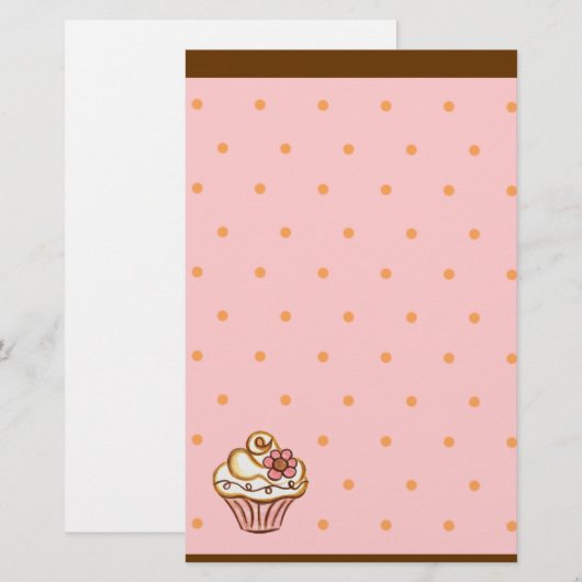 Papeterie de la boulangerie de cupcake rose marron (Devant / Derrière)