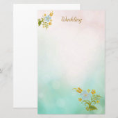 Papeterie de mariage bleu sarcelle floral notes bl (Devant / Derrière)