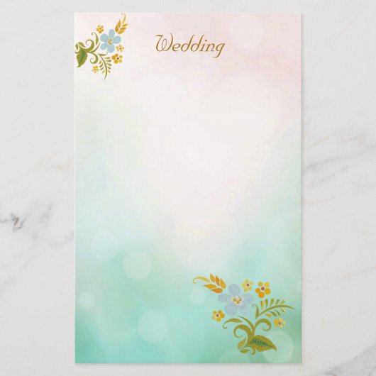 Papeterie de mariage bleu sarcelle floral notes bl (Devant)