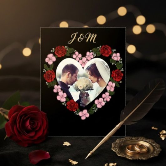 Papeterie de mariage - Invitation verticale noir