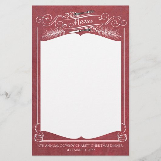 Papeterie de menu de vacances de Noël de pin de (Devant)