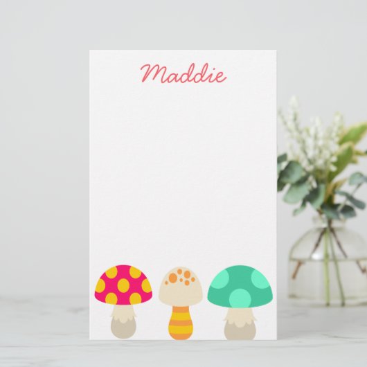 Papeterie De mignons champignons colorés (Debout devant)