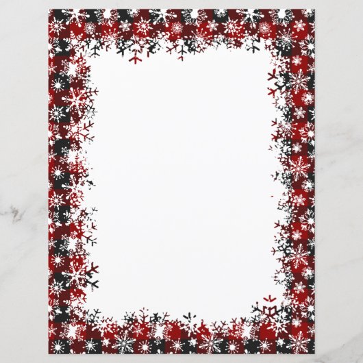 Papeterie de Noël à carreaux et neige (Devant)
