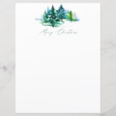 Papeterie de Noël arbres à l'aquarelle (Devant)