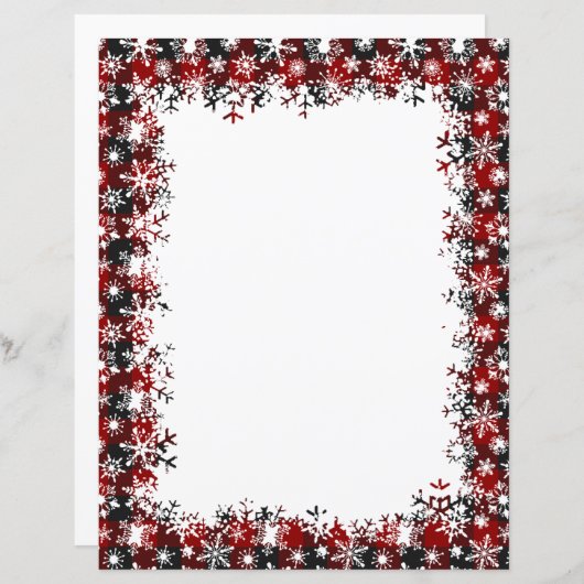 Papeterie de Noël en plaid et neige (Devant / Derrière)