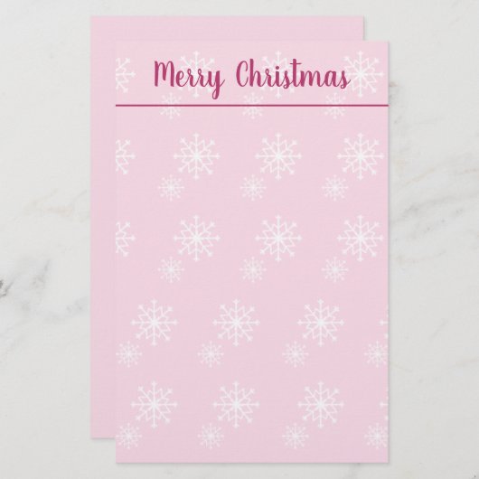 Papeterie de Noël rose (Devant / Derrière)