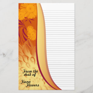 Papeterie de papier à lettres rayée, fleurs de