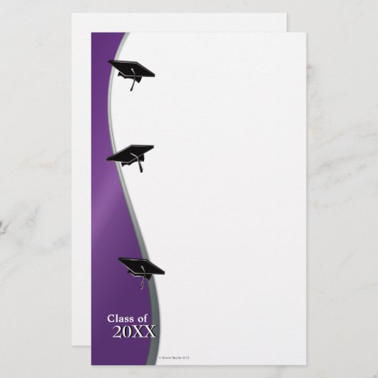 Papeterie de papier pourpre de note d'obtention du (Devant / Derrière)