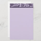 Papeterie de papier pourpre florale classique (Devant / Derrière)