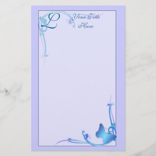 Papeterie de papillon de monogramme (Devant)