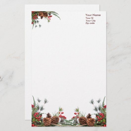 papeterie de pinecones de Noël (Devant / Derrière)