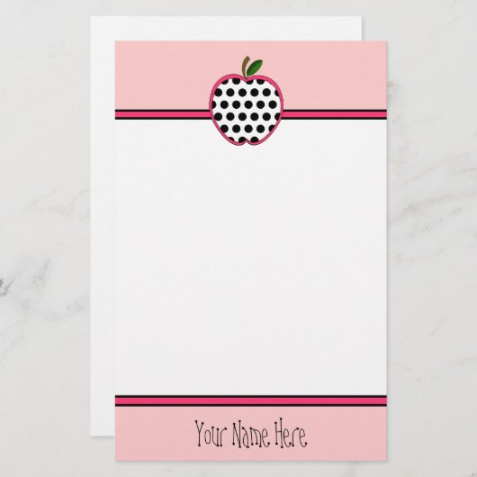 Papeterie de professeur - point de polka Apple (Devant / Derrière)