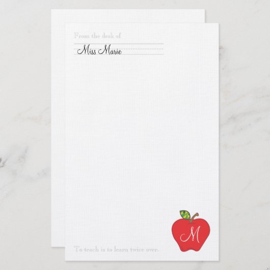 Papeterie de professeurs de monogramme (Devant / Derrière)