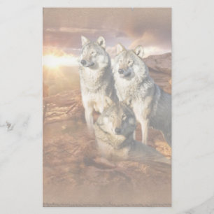 Papeterie de trio de loup