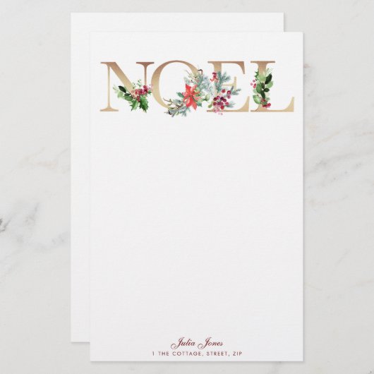 Papeterie déco d'un Noel en faux or pour Noël (Devant / Derrière)