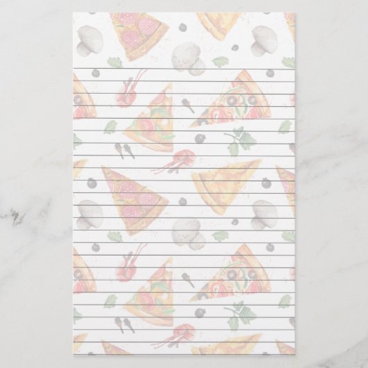 Papeterie Découpé en tranches de la pizza et des champignons (Devant)