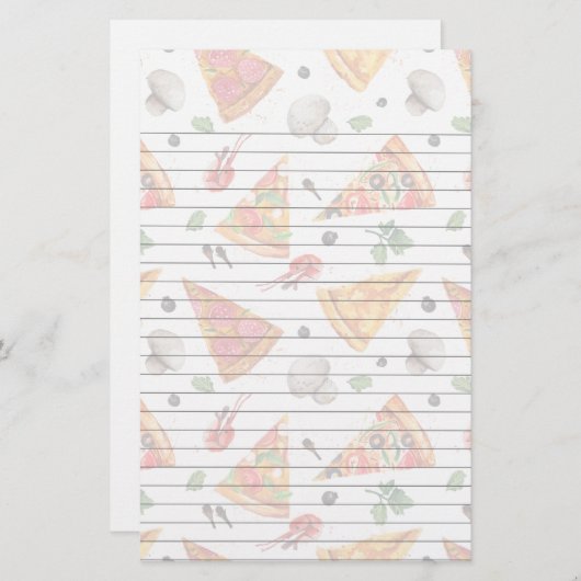 Papeterie Découpé en tranches de la pizza et des champignons (Devant / Derrière)