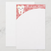 Papeterie Dent mignonne - Papier à lettres personnalisé rose (Devant / Derrière)