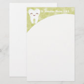 Papeterie Dent mignonne - Papier à lettres personnalisé vert (Devant / Derrière)