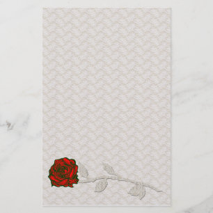 Papeterie Dentelle romantique et Rose stationnaire