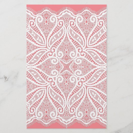 Papeterie dentelle rose vif blanc vintage (Devant)