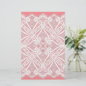 Papeterie dentelle rose vif blanc vintage (Debout devant)