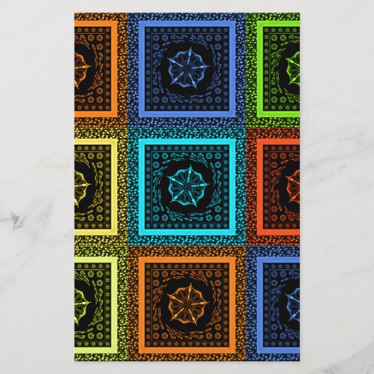 Papeterie Design d'art Motif multicolore de charme À damiers (Devant)