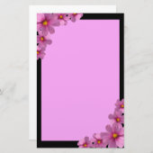 Papeterie Design de fleurs de cosmos pourpre sur un Arrière  (Devant / Derrière)