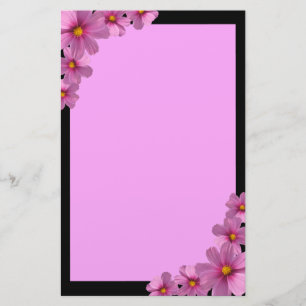 Papeterie Design de fleurs de cosmos pourpre sur un Arrière