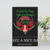 Papeterie Design du Bouclier kenyan : Drapeau de papillon. (Debout devant)