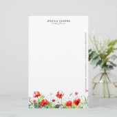 Papeterie Design floral de pavot rouge (Debout devant)