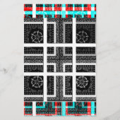 Papeterie Design graphique À damiers noir, blanc et rouge (Devant)