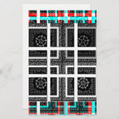 Papeterie Design graphique À damiers noir, blanc et rouge (Devant / Derrière)