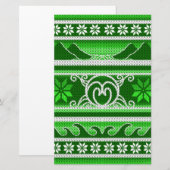 Papeterie Design nordique hiver vert (Devant / Derrière)