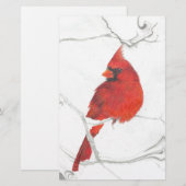 Papeterie Dessin cardinal d'hiver (Devant / Derrière)