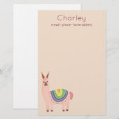 Papeterie Dessin d'alpaga rose mignon avec couverture multic (Devant / Derrière)