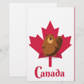 Papeterie Dessin de caricature canadien sur les castors (Devant / Derrière)