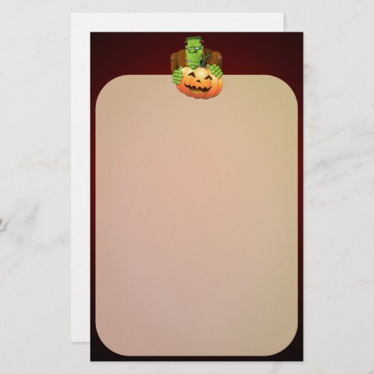 Papeterie Dessin de Frankenstein Monster avec Citrouille (Devant / Derrière)