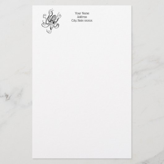 Papeterie Dessin de pieuvre vintage stylisé #1 (Devant)