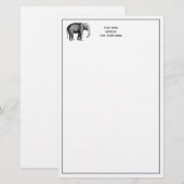Papeterie Dessin d'éléphant vintage (Devant / Derrière)