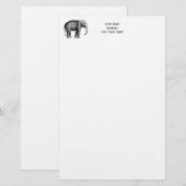 Papeterie Dessin d'éléphant vintage (Devant / Derrière)